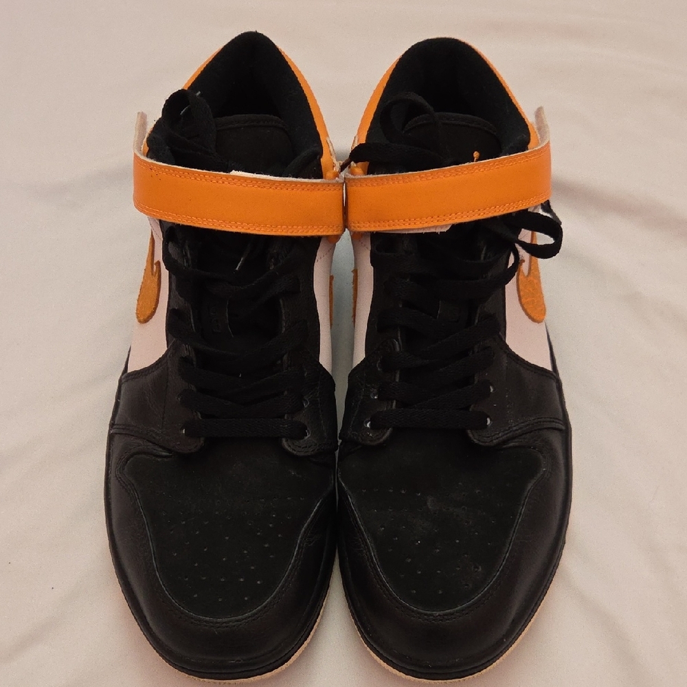 Nike Air Jordan Retro 1 Low Black/Orange Strap Sneaker 574420-024 Size 13